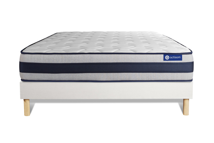 Ensemble Matelas Sommier 160x210 cm - Sommier Blanc (en kit) - Actilatex Ergo