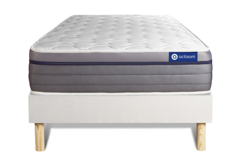 Ensemble Matelas Sommier 90x200 cm - Sommier Blanc (en kit) - Actilatex Zen