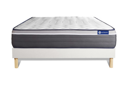 Ensemble Matelas Sommier 120x195 cm - Sommier Blanc (en kit) - Actiflex Plus
