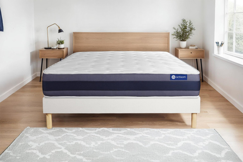Ensemble Matelas Sommier 160x210 cm - Sommier Blanc (en kit) - Actilatex Morpho
