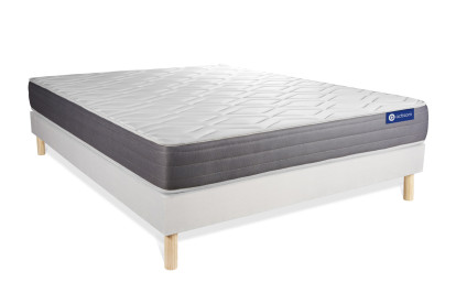 Ensemble Matelas Sommier 160x195 cm - Sommier Blanc (en kit) - Actimemo Dream