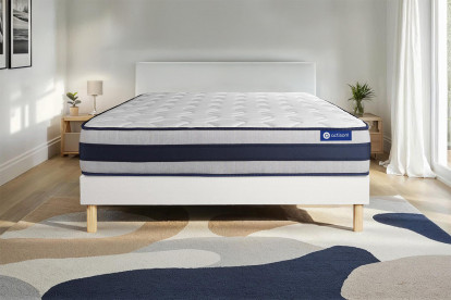 Ensemble Matelas Sommier 90x200 cm - Sommier Blanc (en kit) - Actilatex Ergo