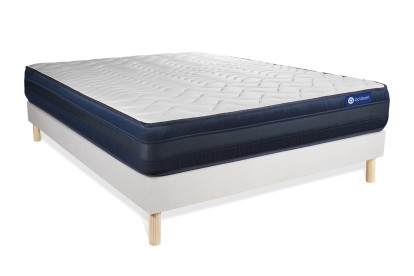 Ensemble Matelas Sommier 160x220 cm - Sommier Blanc (en kit) - Actilatex Tech