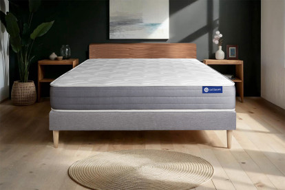Ensemble Matelas Sommier 180x190 cm - Sommier Gris (en kit) - Actiflex Dream
