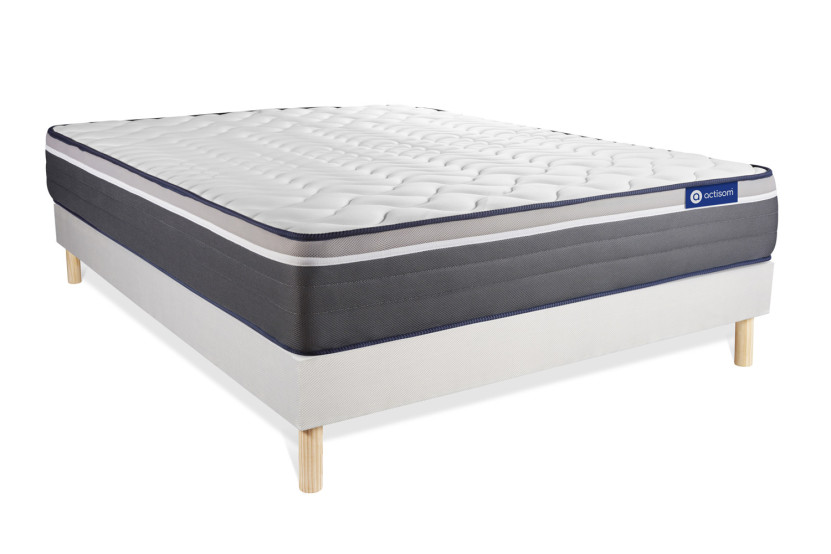 Ensemble Matelas Sommier 120x220 cm - Sommier Blanc (en kit) - Actilatex Plus