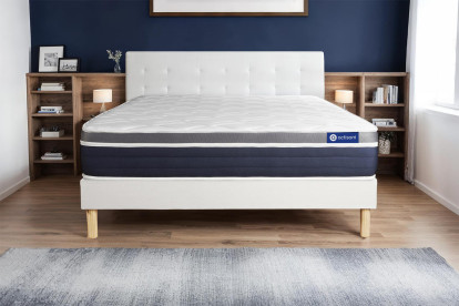 Ensemble Matelas Sommier 180x210 cm - Sommier Blanc (en kit) - Actiflex Confort