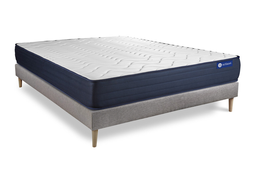 Ensemble Matelas Sommier 180x200 cm - Sommier Gris (en kit) - Actilatex Life