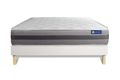 Ensemble Matelas Sommier 160x220 cm - Sommier Blanc (en kit) - Actilatex Relax