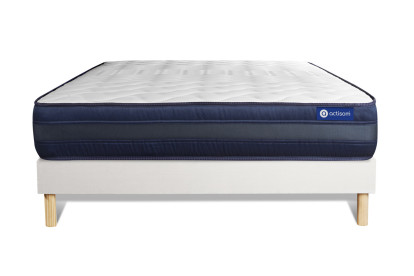 Ensemble Matelas Sommier 120x190 cm - Sommier Blanc (en kit) - Actilatex Tech