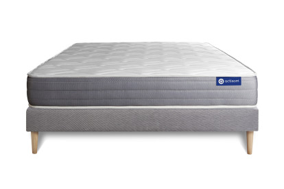 Ensemble Matelas Sommier 160x210 cm - Sommier Gris (en kit) - Actimemo Dream