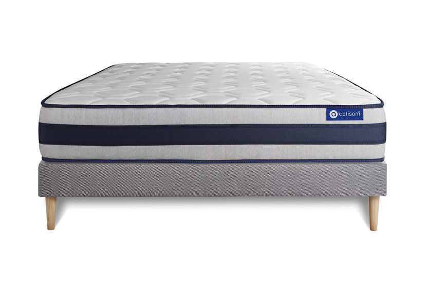 Ensemble Matelas Sommier 120x200 cm - Sommier Gris (en kit) - Actimemo Ergo