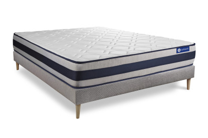 Ensemble Matelas Sommier 180x200 cm - Sommier Gris (en kit) - Actilatex Ergo