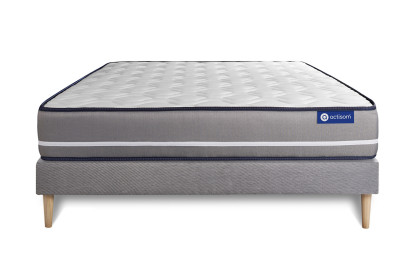 Ensemble Matelas Sommier 180x210 cm - Sommier Gris (en kit) - Actimemo Pur
