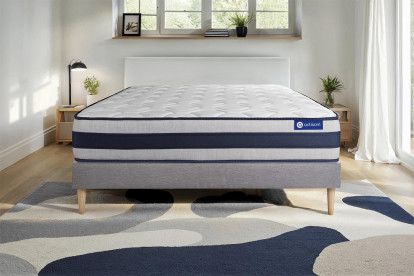 Ensemble Matelas Sommier 200x200 cm - Sommier Gris (en kit) - Actimemo Ergo