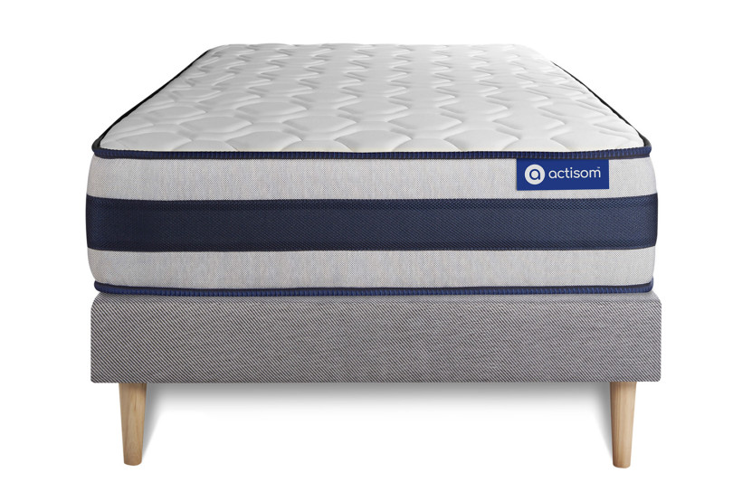 Ensemble Matelas Sommier 80x190 cm - Sommier Gris (en kit) - Actilatex Ergo