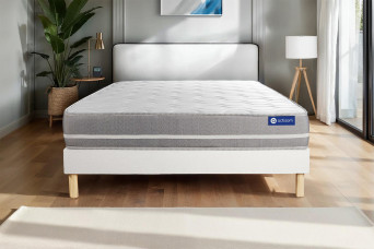 Ensemble Matelas Sommier 135x200 cm - Sommier Blanc (en kit) - Actilatex Touch