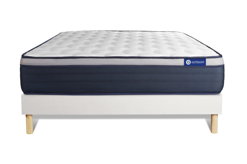 Ensemble Matelas Sommier 180x190 cm - Sommier Blanc (en kit) - Actimemo Max