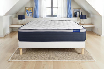 Ensemble Matelas Sommier 130x220 cm - Sommier Blanc (en kit) - Actilatex Max
