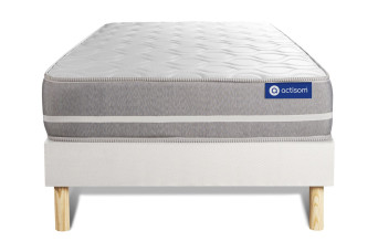 Ensemble Matelas Sommier 90x190 cm - Sommier Blanc (en kit) - Actimemo Touch