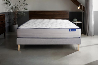 Ensemble Matelas Sommier 130x210 cm - Sommier Gris (en kit) - Actiflex Form