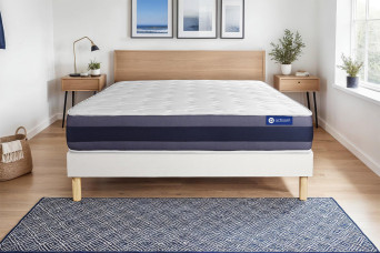 Ensemble Matelas Sommier 150x200 cm - Sommier Blanc (en kit) - Actiflex Morpho