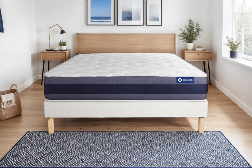 Ensemble Matelas Sommier 130x200 cm - Sommier Blanc (en kit) - Actiflex Morpho