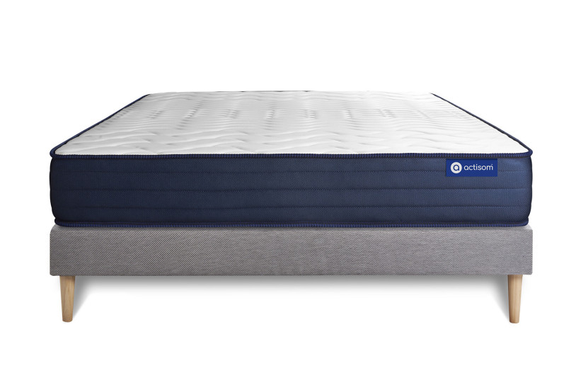 Ensemble Matelas Sommier 130x210 cm - Sommier Gris (en kit) - Actilatex Life