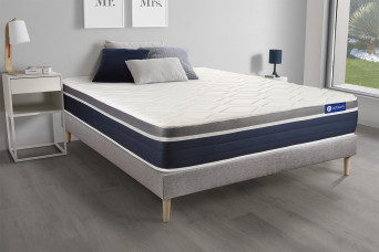 Ensemble Matelas Sommier 120x195 cm - Sommier Gris (en kit) - Actilatex Confort