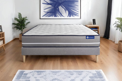 Ensemble Matelas Sommier 160x210 cm - Sommier Gris (en kit) - Actilatex Pur