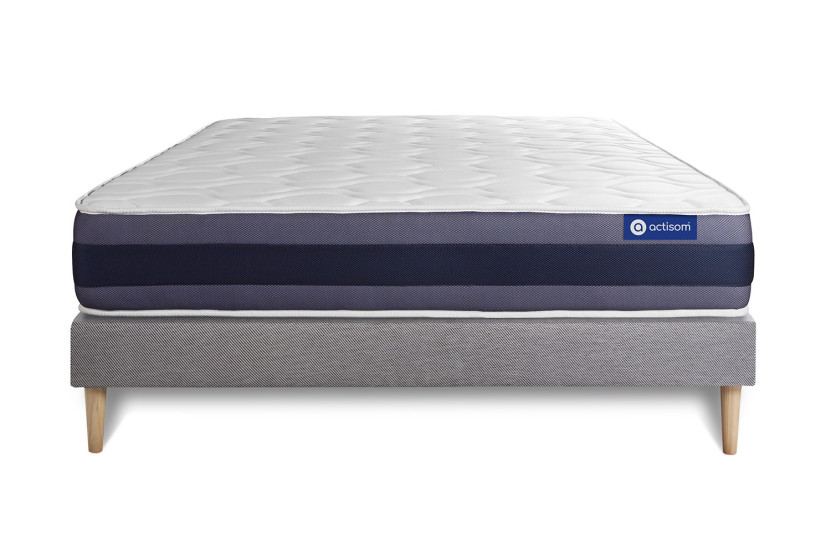 Ensemble Matelas Sommier 120x195 cm - Sommier Gris (en kit) - Actilatex Morpho