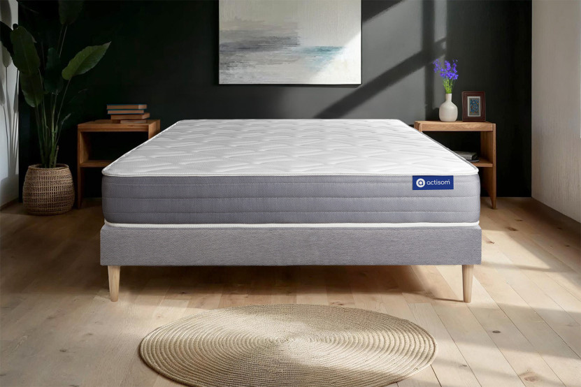 Ensemble Matelas Sommier 180x220 cm - Sommier Gris (en kit) - Actilatex Dream