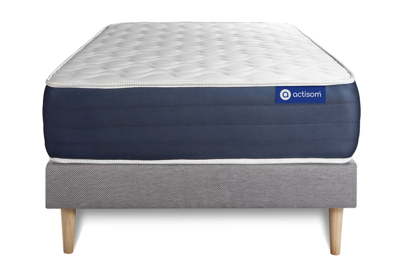 Ensemble Matelas Sommier 80x200 cm - Sommier Gris (en kit) - Actimemo Sleep