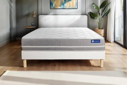 Ensemble Matelas Sommier 160x210 cm - Sommier Blanc (en kit) - Actimemo Touch
