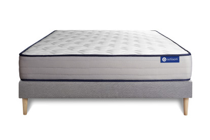 Ensemble Matelas Sommier 180x190 cm - Sommier Gris (en kit) - Actilatex Form