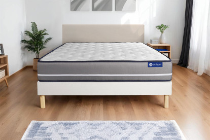 Ensemble Matelas Sommier 130x190 cm - Sommier Blanc (en kit) - Actimemo Pur
