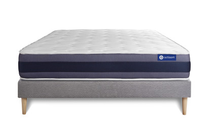 Ensemble Matelas Sommier 160x200 cm - Sommier Gris (en kit) - Actiflex Morpho