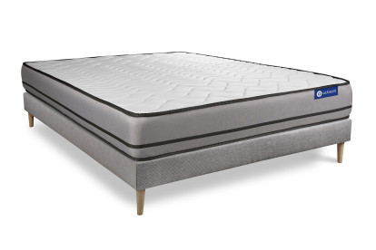 Ensemble Matelas Sommier 120x190 cm - Sommier Gris (en kit) - Actiflex Night
