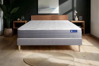Ensemble Matelas Sommier 140x190 cm - Sommier Gris (en kit) - Actiflex Dream