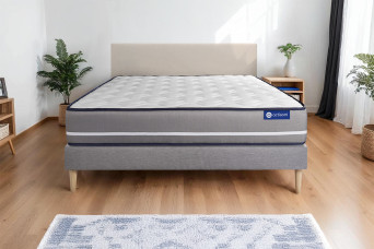 Ensemble Matelas Sommier 180x190 cm - Sommier Gris (en kit) - Actiflex Pur