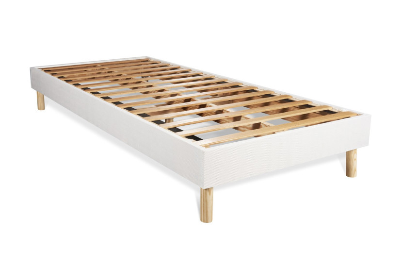 Ensemble Matelas Sommier 90x190 cm - Sommier Blanc (en kit) - Actimemo Pur