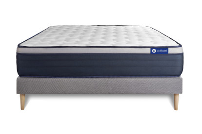 Ensemble Matelas Sommier 180x210 cm - Sommier Gris (en kit) - Actilatex Max