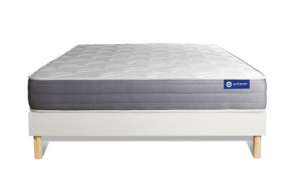 Ensemble Matelas Sommier 160x210 cm - Sommier Blanc (en kit) - Actiflex Dream