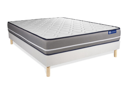 Ensemble Matelas Sommier 180x210 cm - Sommier Blanc (en kit) - Actimemo Pur
