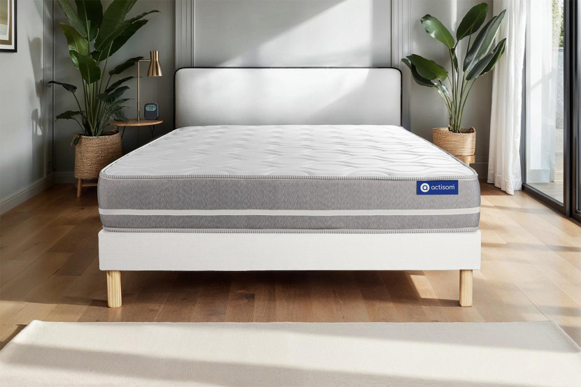 Ensemble Matelas Sommier 180x220 cm - Sommier Blanc (en kit) - Actiflex Touch