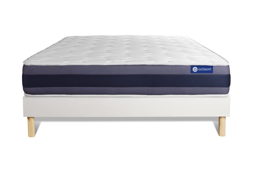 Ensemble Matelas Sommier 140x220 cm - Sommier Blanc (en kit) - Actilatex Morpho