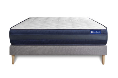 Ensemble Matelas Sommier 160x220 cm - Sommier Gris (en kit) - Actilatex Tech