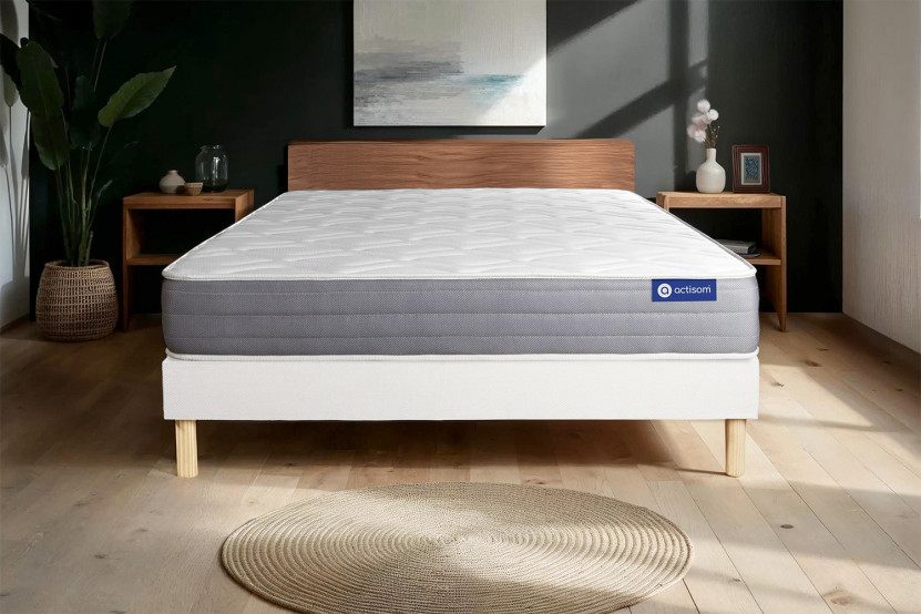 Ensemble Matelas Sommier 180x220 cm - Sommier Blanc (en kit) - Actiflex Dream