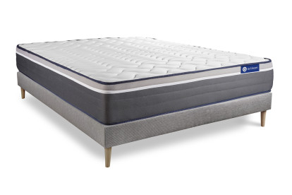 Ensemble Matelas Sommier 120x190 cm - Sommier Gris (en kit) - ActiMemo Plus