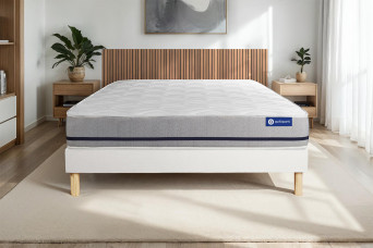 Ensemble Matelas Sommier 150x190 cm - Sommier Blanc (en kit) - Actimemo Soft