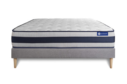 Ensemble Matelas Sommier 160x210 cm - Sommier Gris (en kit) - Actilatex Ergo